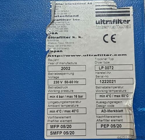 Drucklufttrockner Adsorptionstrockner Ultrafilter (Donaldson) LP 0072