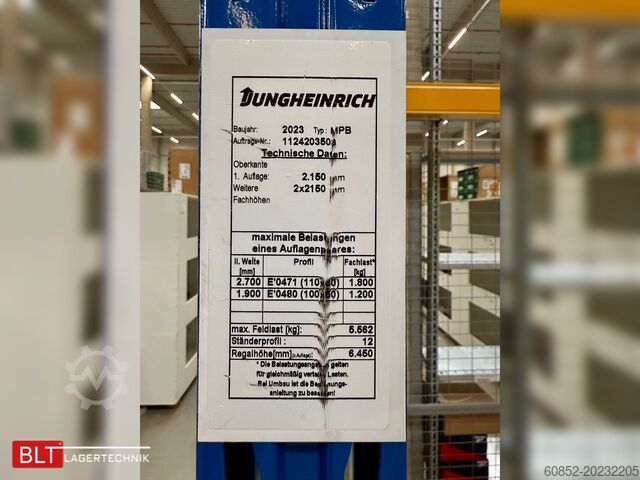 Heavy duty shelf 30,8 lfm Jungheinrich MPB Palettenregale H:645cm 1800kg Fachlast Schwerlastregale