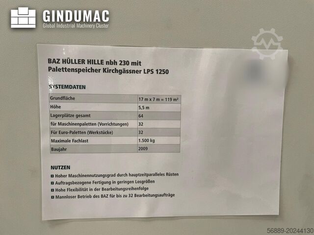 Horizontal-Bearbeitungszentrum HULLER HILLE NBH 230