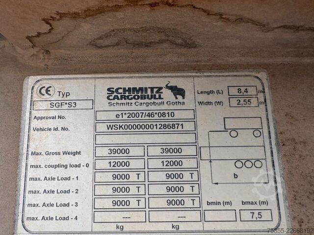 Kipper Schmitz Cargobull Gotha SGF S3 20FT Kipper-Tipper-Kiep / 1x Lift-Axle /...