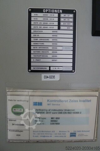 Coordinate measuring machine Zeiss MC850