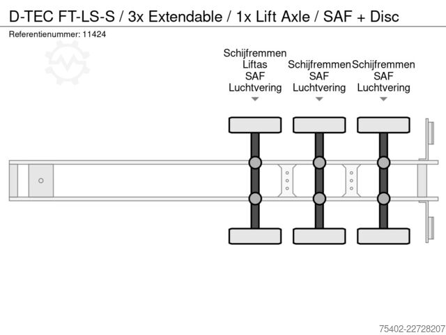 Containertransport D-TEC FT-LS-S / 3x Extendable / 1x Lift Axle / SAF + ...