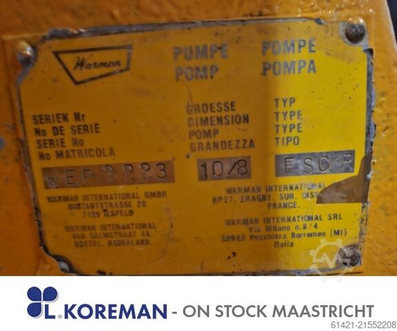 Warman Pumpe Warman Type: 10/8 Input: ∅ 230 mm Warman Pump