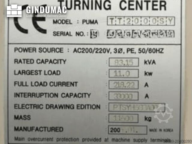 Horizontal-Drehmaschine DAEWOO PUMA TT 2000 SY