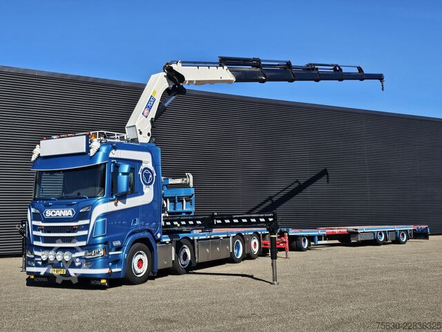 Ladepritsche Scania R520 V8 8x2/6 / HMF 70 tm + JUMBO AANHANGER