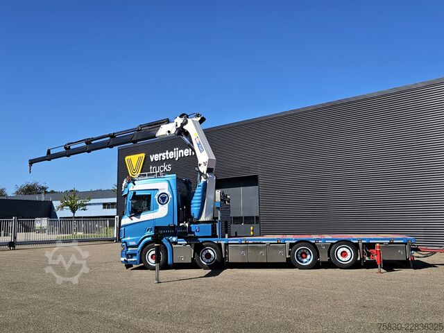 Ladepritsche Scania R520 V8 8x2/6 / HMF 70 tm + JUMBO AANHANGER