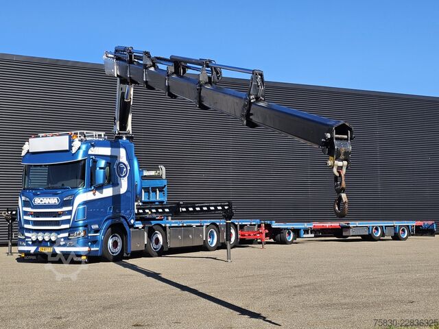 Ladepritsche Scania R520 V8 8x2/6 / HMF 70 tm + JUMBO AANHANGER