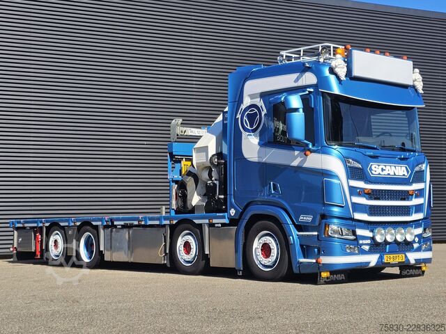 Ladepritsche Scania R520 V8 8x2/6 / HMF 70 tm + JUMBO AANHANGER