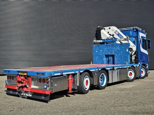 Ladepritsche Scania R520 V8 8x2/6 / HMF 70 tm + JUMBO AANHANGER
