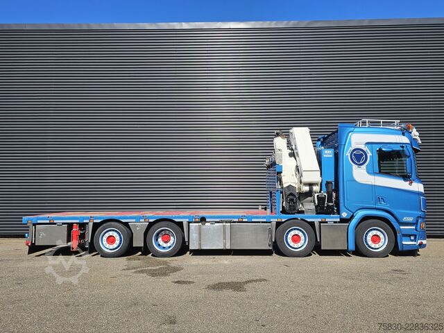 Ladepritsche Scania R520 V8 8x2/6 / HMF 70 tm + JUMBO AANHANGER