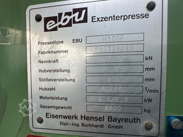 Eccentric press 100 tons EBU EBU H100F
