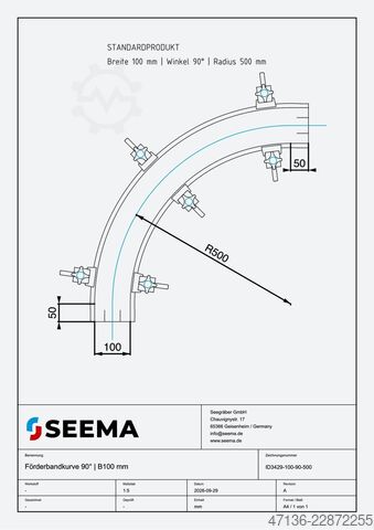 Conveyor curve 90°, width 100 mm, R500  ID3429