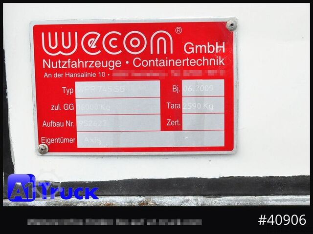 Wechselbrücke mit Pritsche & Plane WECON WPR 745, verzinkt, 2520  innen, Code XL