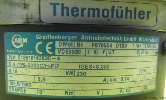 Gear motor 0.18 kW 162.5 rpm Greiffenberger S13618/4D63C-4