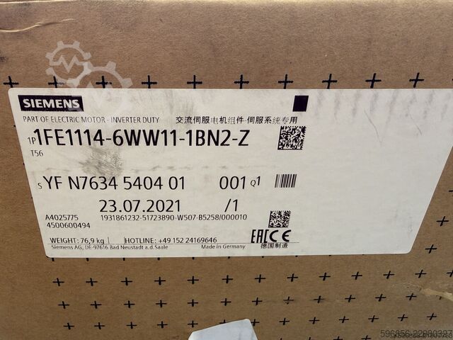 Siemens SIMOTICS 1FE1114-6WW11-1BN2-Z Servo-/Spindelmotor 26,8 kW Silnik Siemens SIMOTICS 1FE1114-6WW11-1BN2-Z serwo Spindle motor 26,8 kW