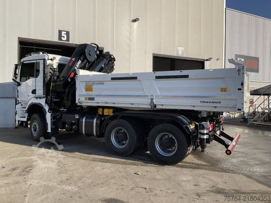 Three-sided tipper truck MAN TGS  33.520 6X6 NEU 3-S-KIPPER BORDMATIK HIAB KRAN X-352E HIPRO, MIETKAUF MGL