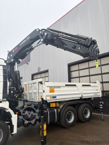 Three-sided tipper truck MAN TGS  33.520 6X6 NEU 3-S-KIPPER BORDMATIK HIAB KRAN X-352E HIPRO, MIETKAUF MGL
