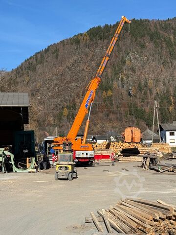 Round timber feed with crosscut saw and discharge chute Springer Springer