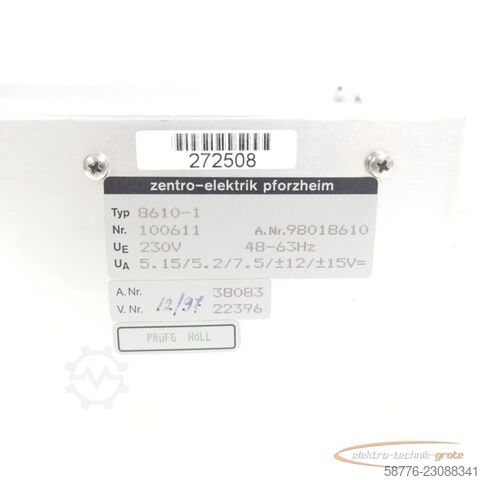  Zentro-Elektrik zentro-elektrik 8610-1 Power Supply SN:100611