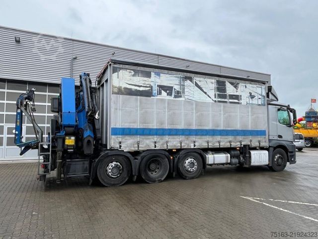 Flatbed truck MERCEDES-BENZ Antos 3245 8x2/4 Pritsche Heckkran 42m/to, Jib,