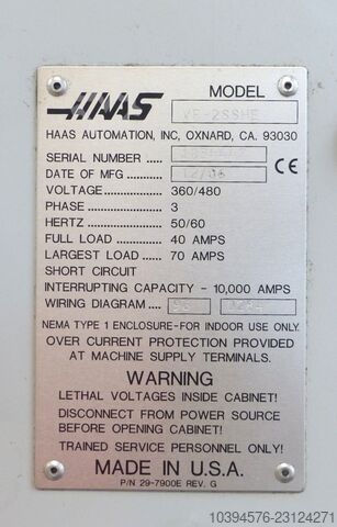 5-axis vertical machining center Haas VF-2SS