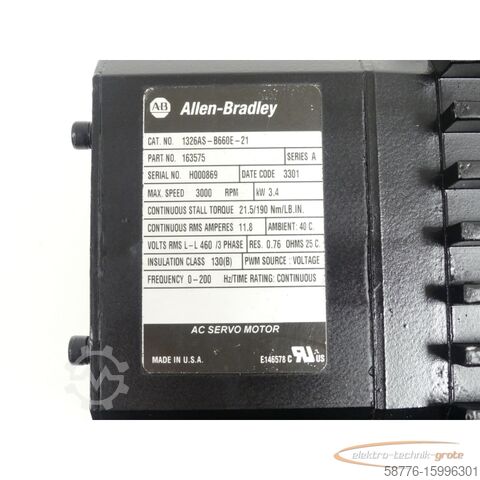 Control unit Allen-Bradley 1326AS-B660E-21 Servomotor SN:H000869 generalüberholt mit 12 Monaten Gewährleistung!