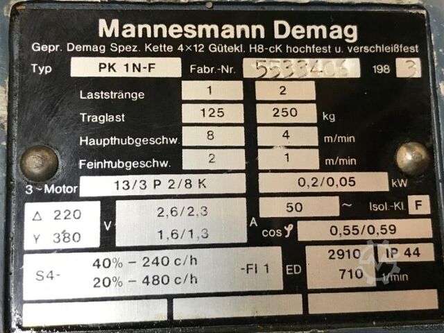 E-Kettenzug Kran DEMAG PK1N-F