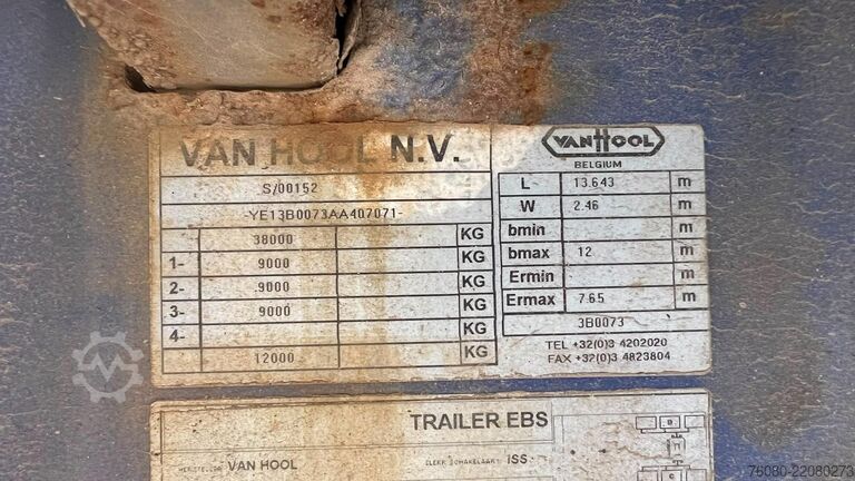 Plattformanhänger Van Hool 3B0073 (ALU SIDEBORDS / DRUM BRAKES / FREINS TA...
