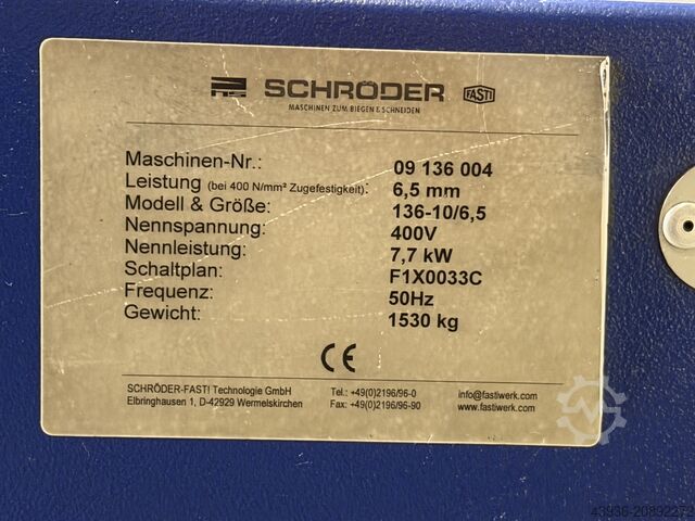 Rundbiegemaschine SCHRODER FASTI  136 SCHRODER FASTI 136 10/6,5
