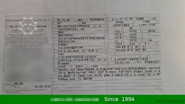 Van VOLKSWAGEN Caddy Nfz 2,0tdi Kasten BMT
