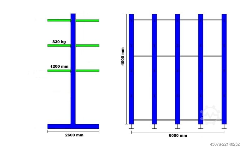 Ohra Cantilever Rack K60, double-sided, galvanized. OHRA K60 doppelseitig