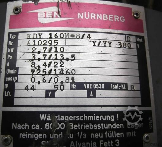 Electric motor 2.7/10 kW 725/1460 rpm BEN KDY160M-8/4