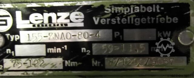 Adjustable gear motor 0.75 kW 11.5-59 rpm Lenze 155-ZNA0-80-4