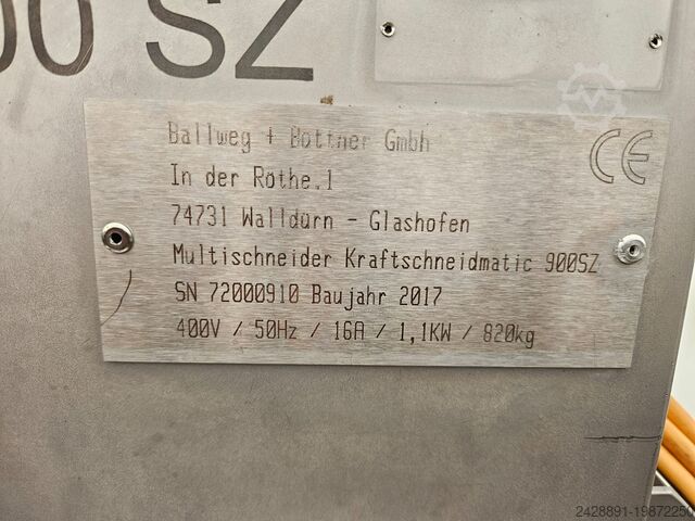 Saw/Cutter for frozen blocks Ballweg + Bottner Kraftschneidmatic 900 SZ