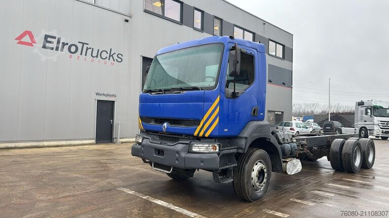 Fahrgestell mit Fahrerhaus Renault Kerax 385 (POMPE MANUELLE / LAMES / STEEL SUSP...