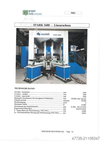 Universal machining center MANDELLI Spark 1600 AT,A70/1400