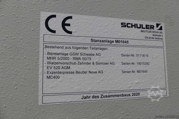 SCHULER Eccentric Press MC 400 SCHULER Exzenterpresse MC400