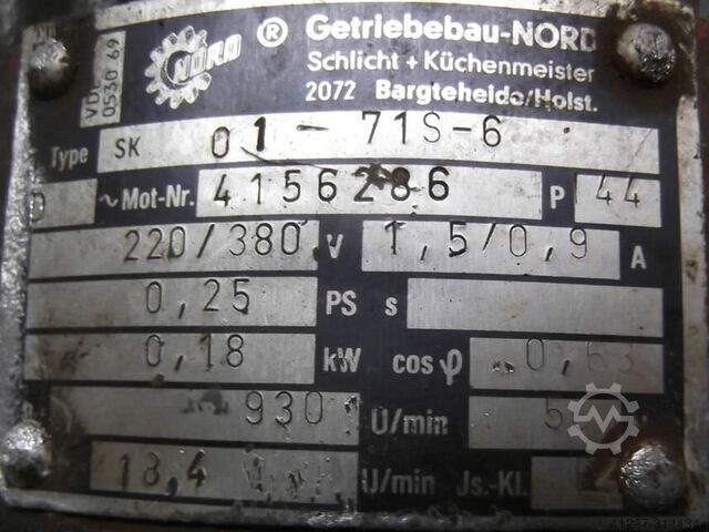 Gear motor 0.18 kW 18.4 rpm Nord SK01-71S-6
