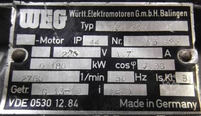 Gear motor 0.18 kW 153 rpm 220V WEG OCG632
