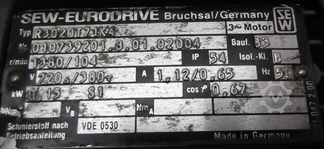 Gear motor 0.15 kW 104 rpm SEW-EURODRIVE R302DT71K4