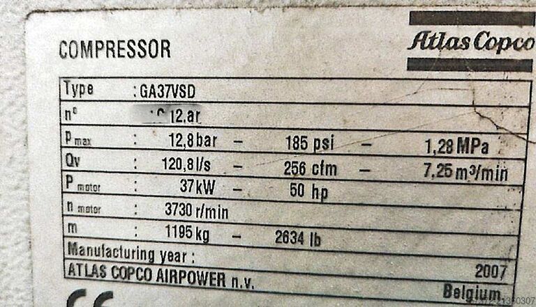 Compressor Atlas Copco GA 37 VSD/GA 50 VSD/GA 30