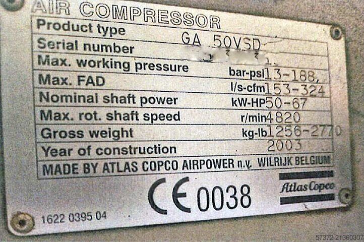 Compressor Atlas Copco GA 37 VSD/GA 50 VSD/GA 30