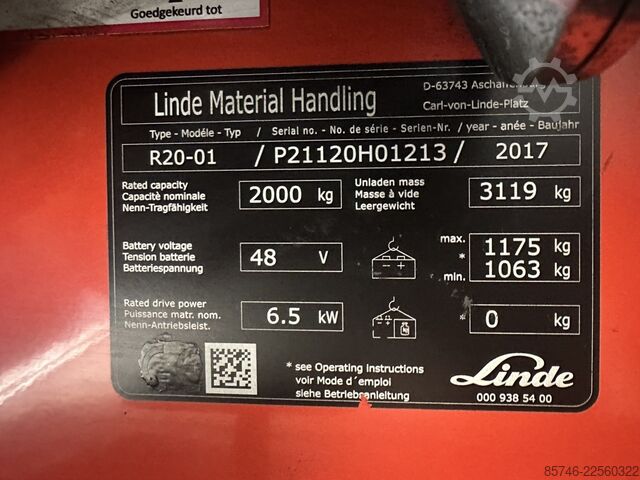 R 20 - * Atex EX * Mitrex 3G / Z2 * Triplex FFL * NEW battery !! LINDE R 20 -  * Atex EX * Mitrex 3G / Z2 * Triplex FFL * NEW battery !!