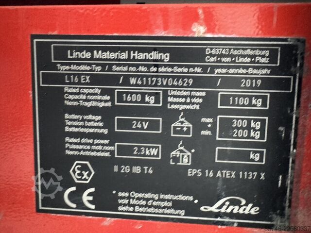 L 16 i (1173) * Atex EX * Proplan 2G / Z1 LINDE L 16 i ( 1173 ) * Atex EX * Proplan 2G / Z1