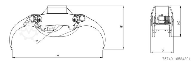 Sonstige ungesetzt Greifer Holz Schrott Zweischallen m. Rotator