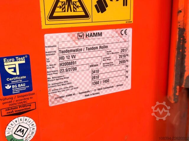 Tandemwalze Hamm HD12VV - Tandem roller / Kubota engine