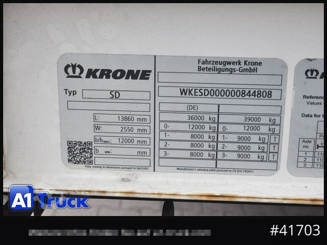 Open semitrailer with tarp KRONE SD, Tautliner Mega,1 Vorbesitzer,