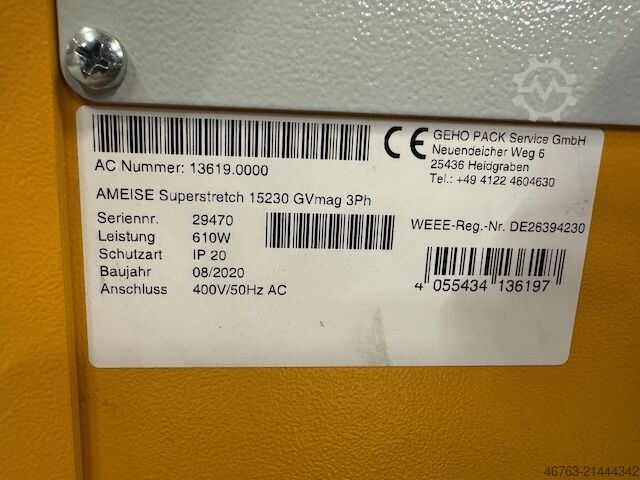 Palettenwickler offener Drehteller Jungheinrich Ameise Superstretch 152 30 GV mas3Ph