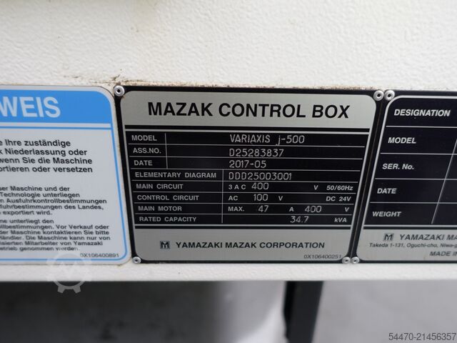 5-axis machining center MAZAK VARIAXIS J-500