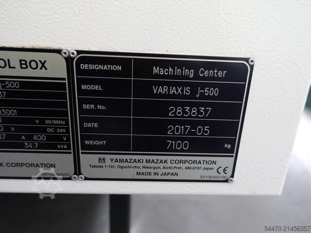 5-axis machining center MAZAK VARIAXIS J-500